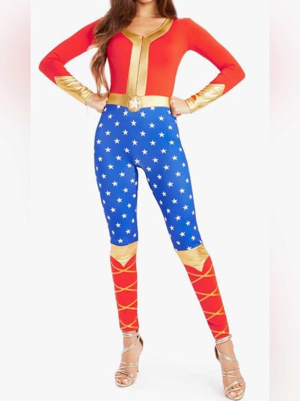 Tipsy Elves Red, Blue & Gold Superhero woman Costume NWOT
